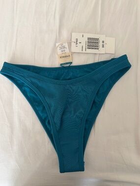 L*SPACE Ribbed Teal Bikini Bottoms S NWT High Cut Cheeky